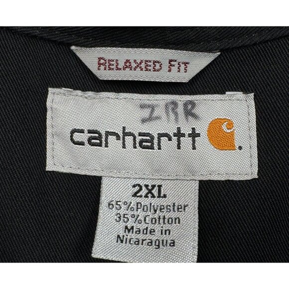 Carhartt Short Sleeve Twill Work Shirt S223 Lot of 2 Black Relaxed Fit Men's 2XL - Picture 8 of 9